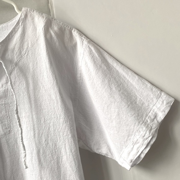 MEN’S RESORT STYLE PERUVIAN COTTON SHORT SLEEVE SHIRT LACE FRONT WHITE SZ MEDIUM - Picture 8 of 10